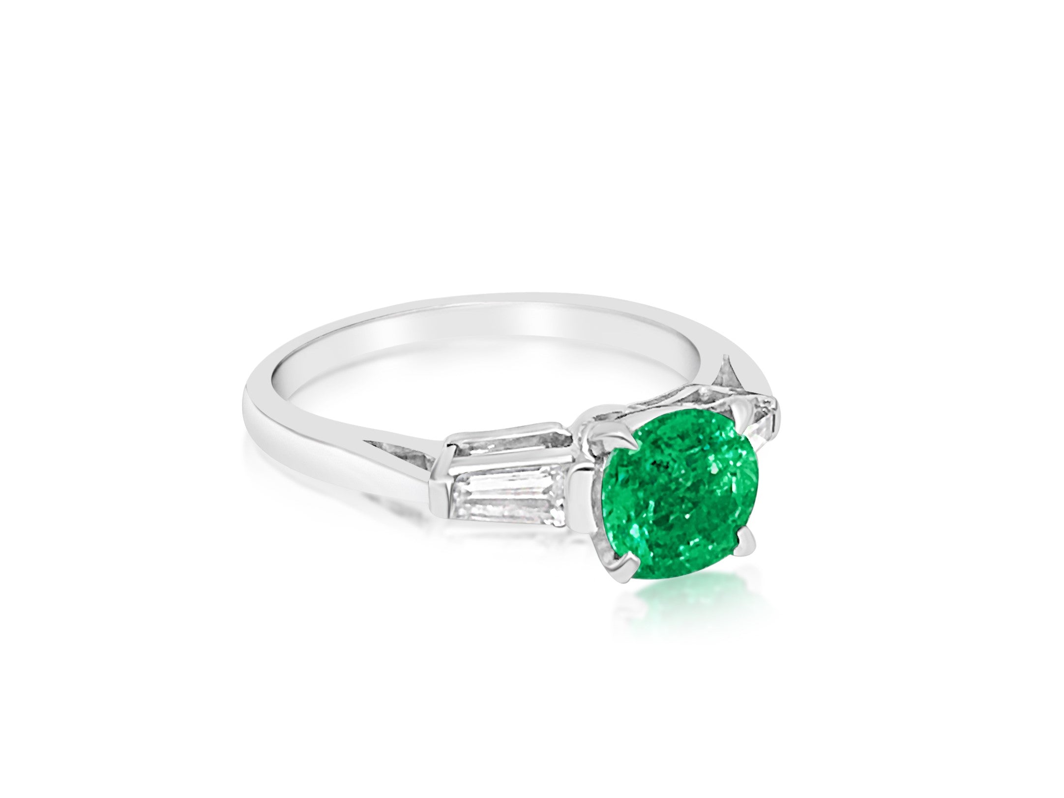 Ladies Platinum Emerald & VVS Diamond Wedding Ring
